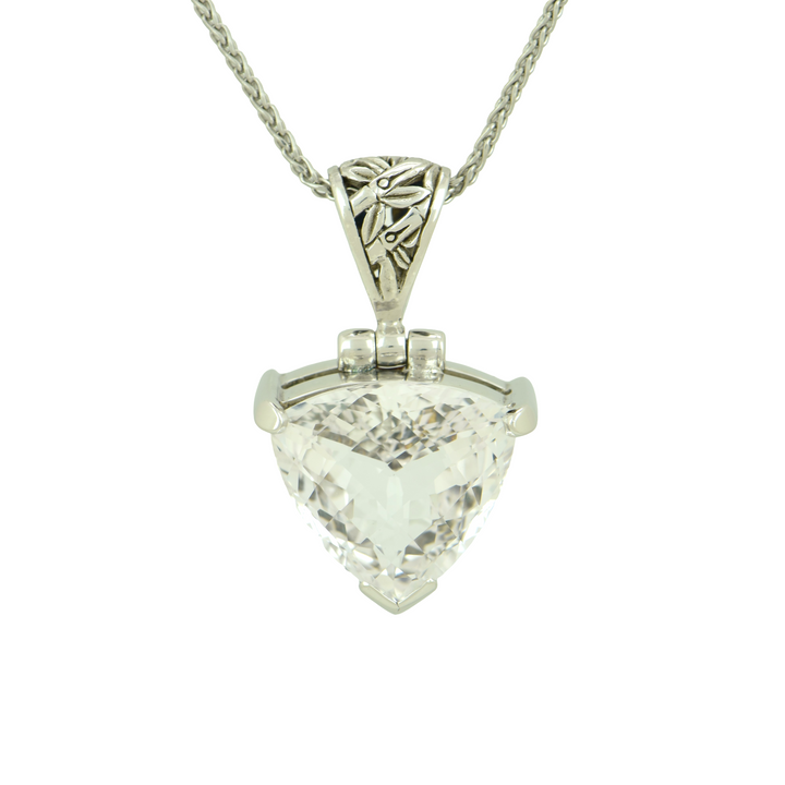 Trillion White Sapphire Pendant, set in Sterling Silver plated in White Rhodium