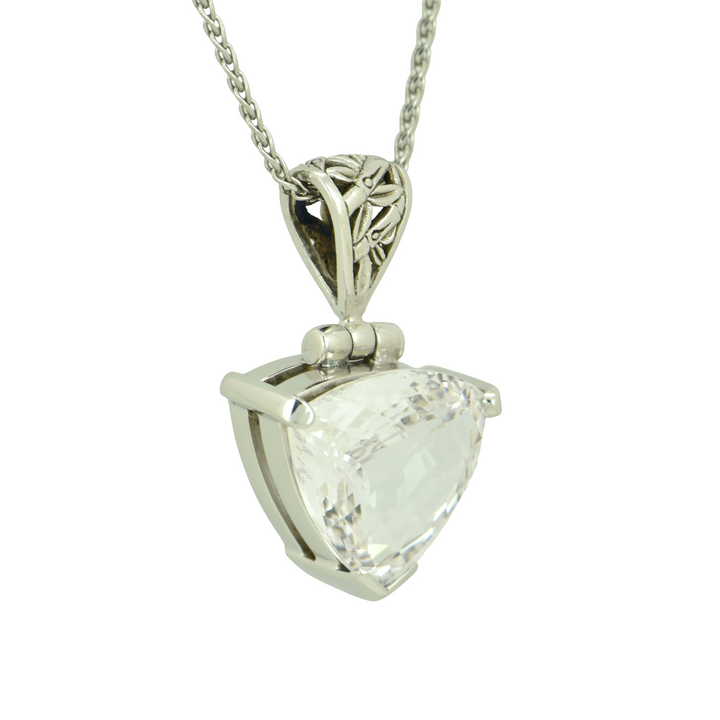 Trillion White Sapphire Pendant, set in Sterling Silver plated in White Rhodium