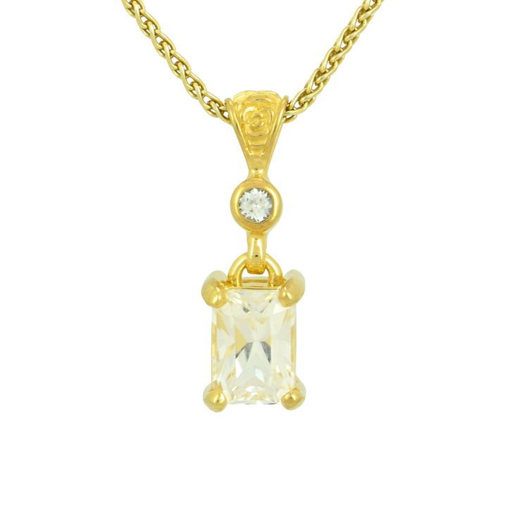 Phenakite Pendant, Rectangle Cut, set in Sterling Silver plated in Yellow Gold