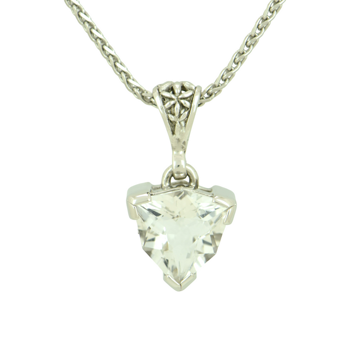 Petalite Pendant, Galactic Cut, set in Sterling Silver plated in White Rhodium