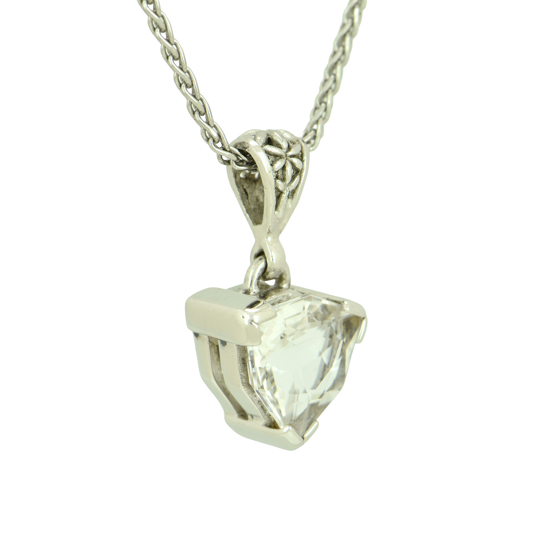 Petalite Pendant, Galactic Cut, set in Sterling Silver plated in White Rhodium