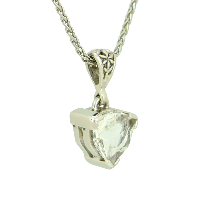 Petalite Pendant, Galactic Cut, set in Sterling Silver plated in White Rhodium