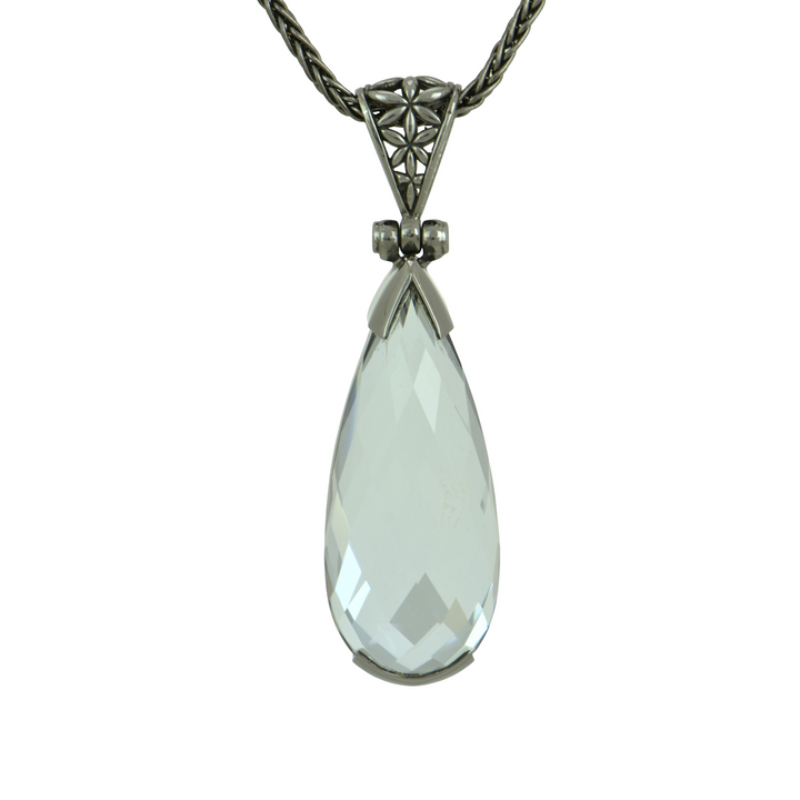 Moonlight Mystic Quartz Pendant, Pear Cut, set in Sterling Silver plated in Black Rhodium