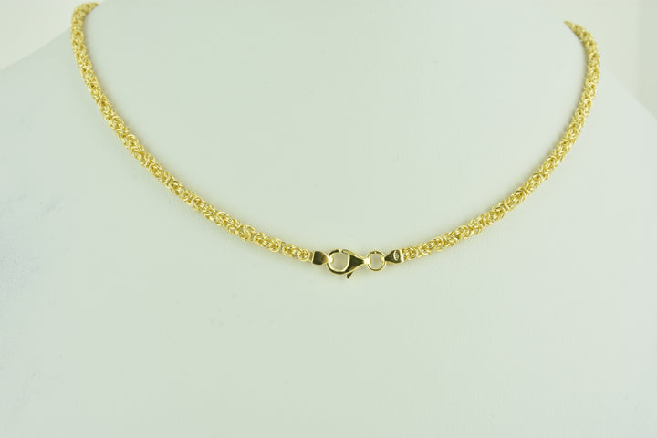 Byzantine Sterling Silver Chain with Yellow Gold Plate