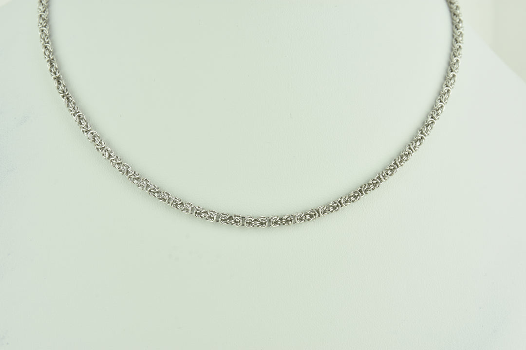Byzantine Sterling Silver Chain with White Rhodium plate