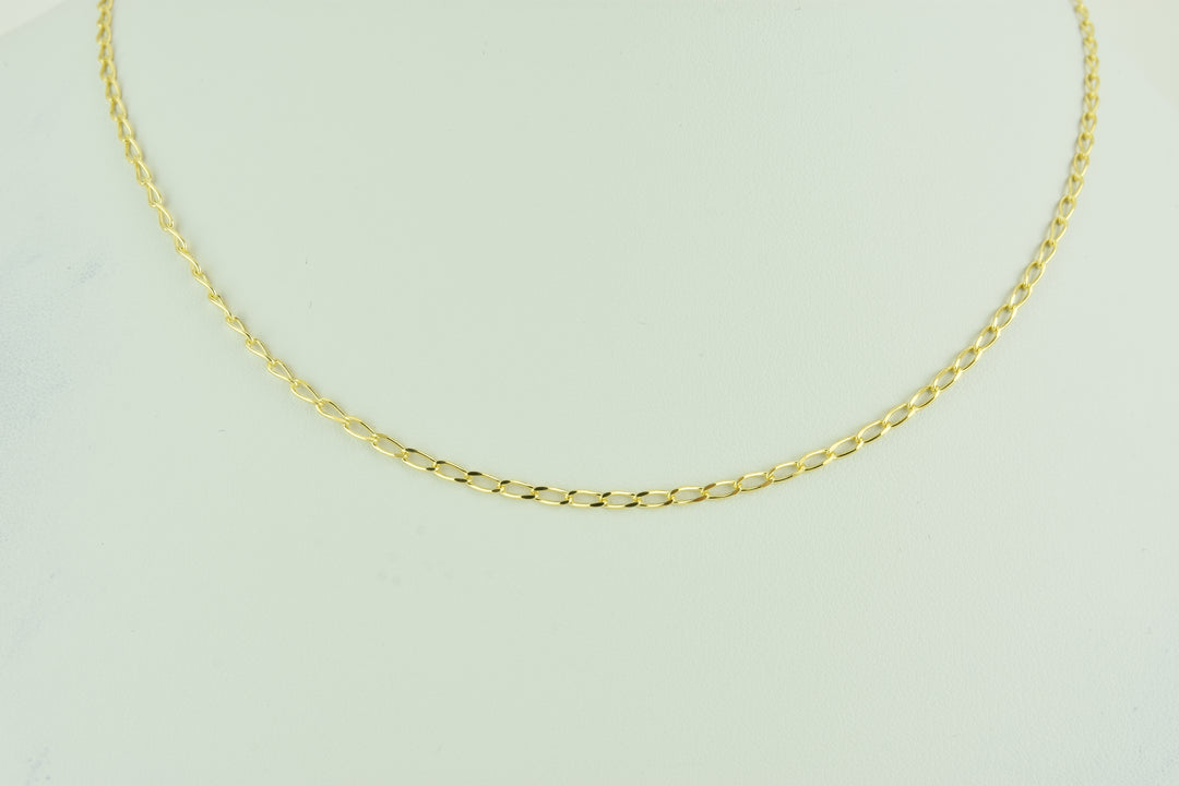 Mini Open Link Sterling Silver Chain with Yellow Gold plate