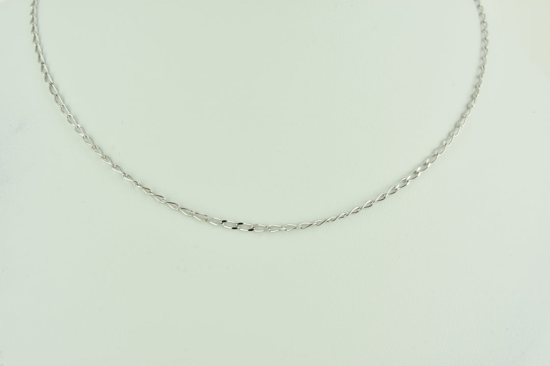 Mini Open Link Sterling Silver Chain with White Rhodium plate