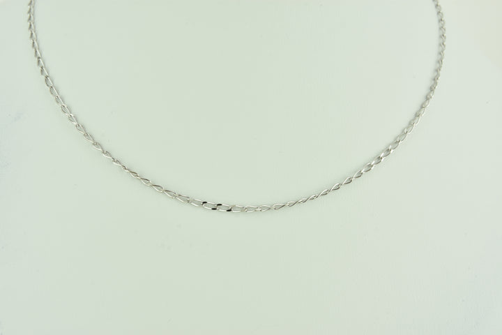 Mini Open Link Sterling Silver Chain with White Rhodium plate