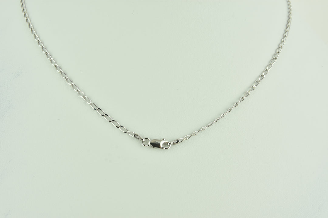 Mini Open Link Sterling Silver Chain with White Rhodium plate