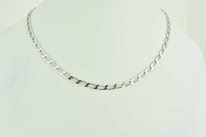 Open Link Sterling Silver Chain with White Rhodium plate
