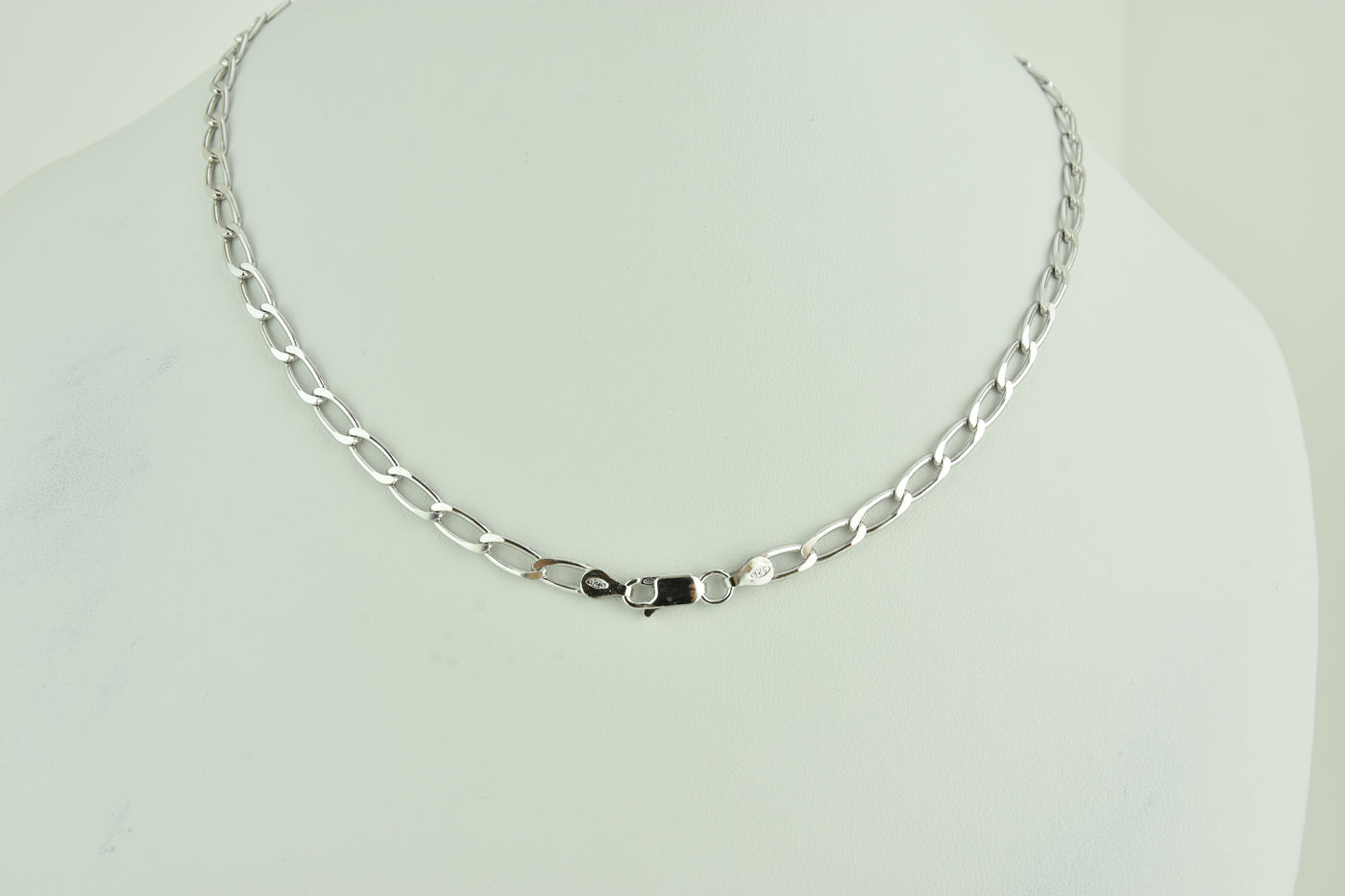 Open Link Sterling Silver Chain with White Rhodium plate