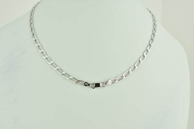 Open Link Sterling Silver Chain with White Rhodium plate