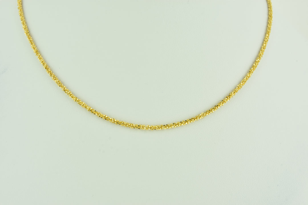 Diamond Cut Twisted Sterling Silver Chain with Yellow Gold Plate