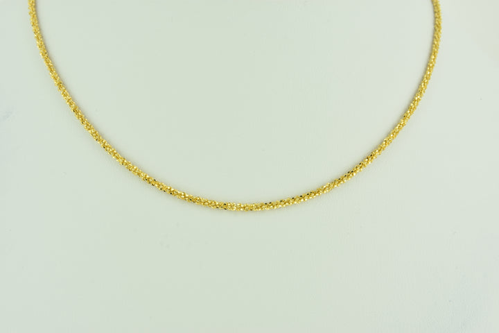 Diamond Cut Twisted Sterling Silver Chain with Yellow Gold Plate