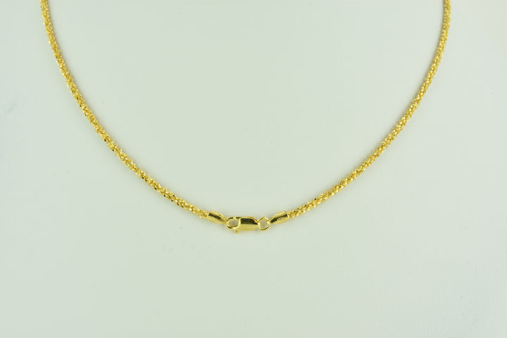Diamond Cut Twisted Sterling Silver Chain with Yellow Gold Plate