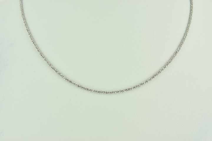 Diamond Cut Twisted Sterling Silver Chain with White Rhodium Plate