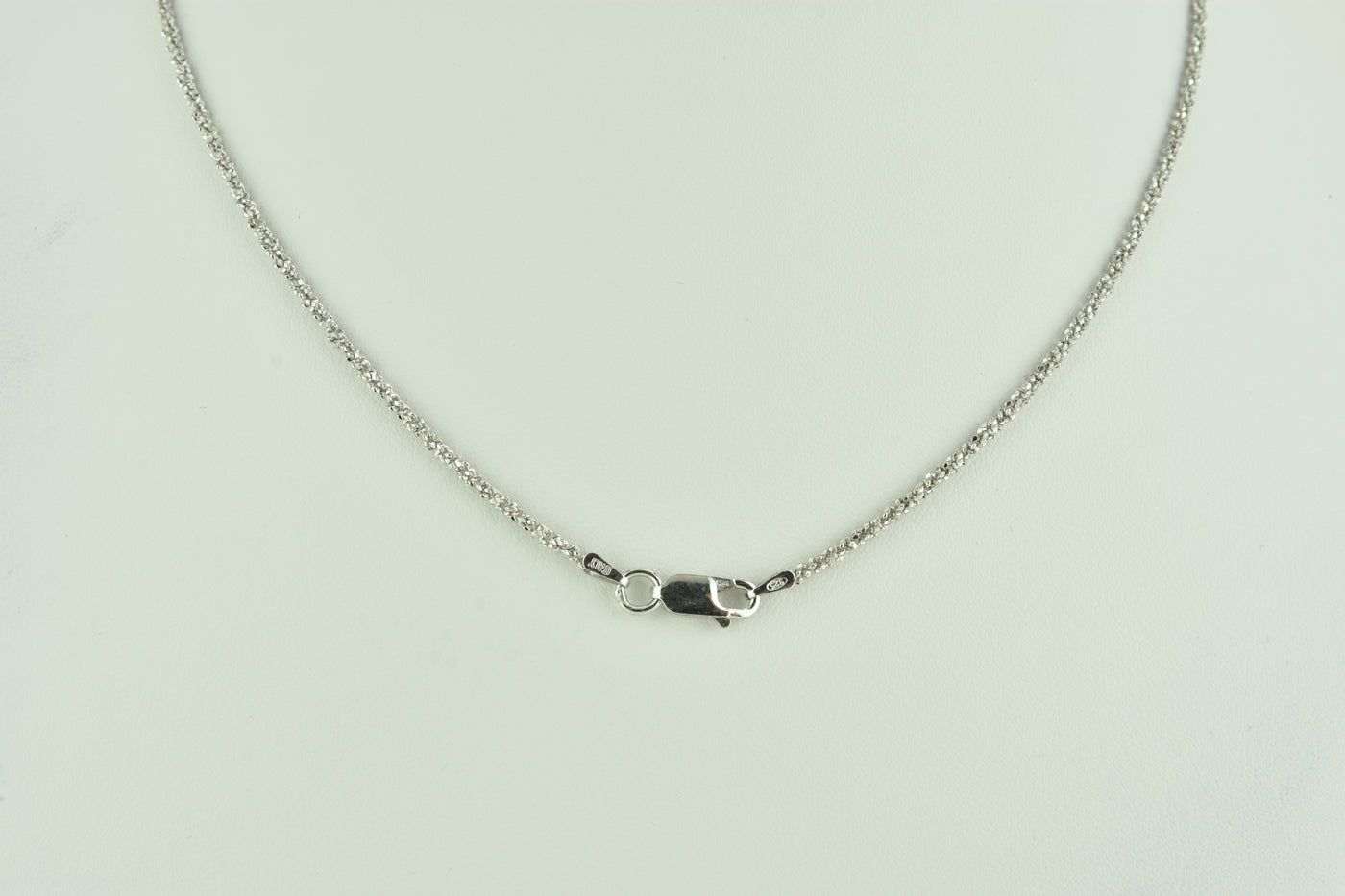 Diamond Cut Twisted Sterling Silver Chain with White Rhodium Plate
