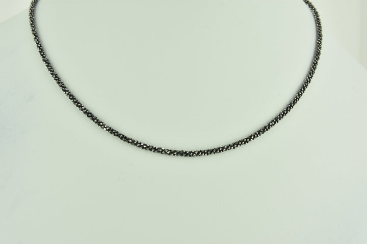 Diamond Cut Twisted Sterling Silver Chain with Black Rhodium Plate