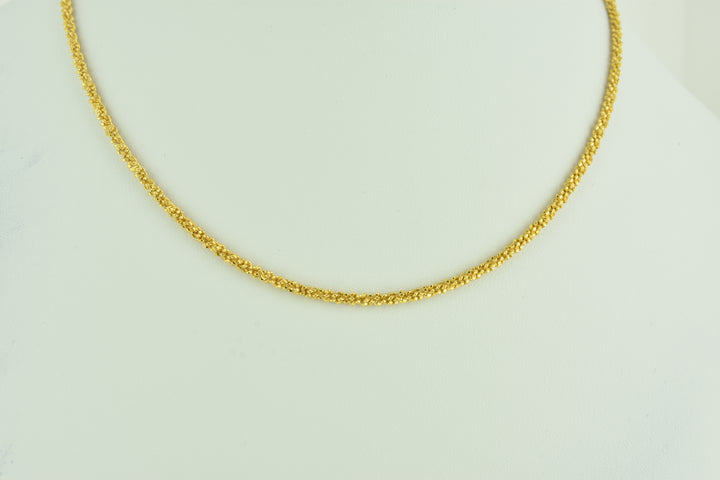 Diamond Cut Twisted Sterling Silver Chain with Yellow Gold Plate