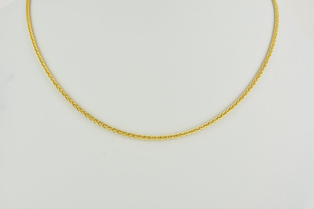 Italian Braid Sterling Silver Chain with Yellow Gold Plate