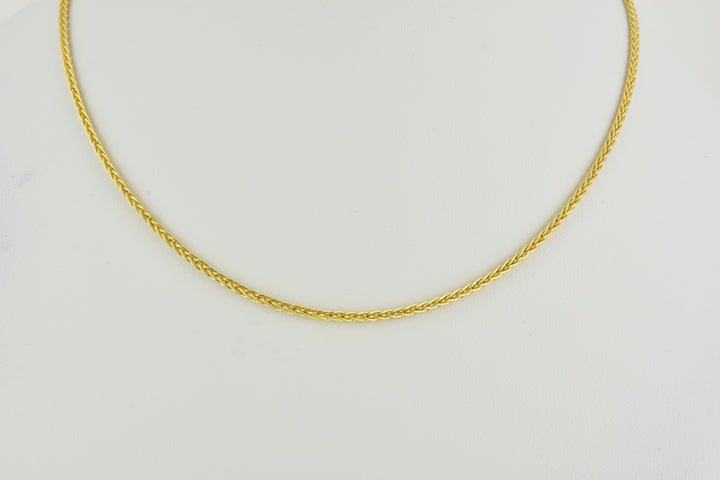 Italian Braid Sterling Silver Chain with Yellow Gold Plate