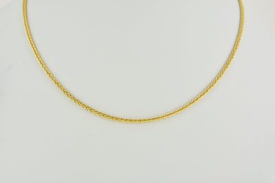 Italian Braid Sterling Silver Chain with Yellow Gold Plate