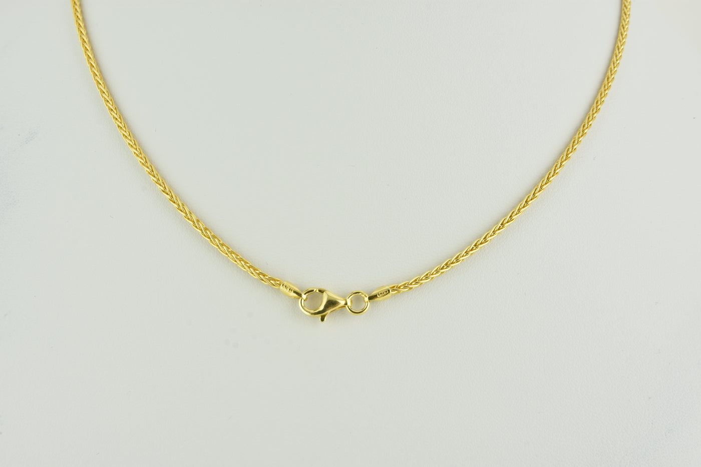 Italian Braid Sterling Silver Chain with Yellow Gold Plate