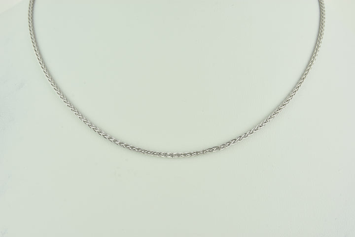 Italian Braid Sterling Silver Chain with White Rhodium Plate