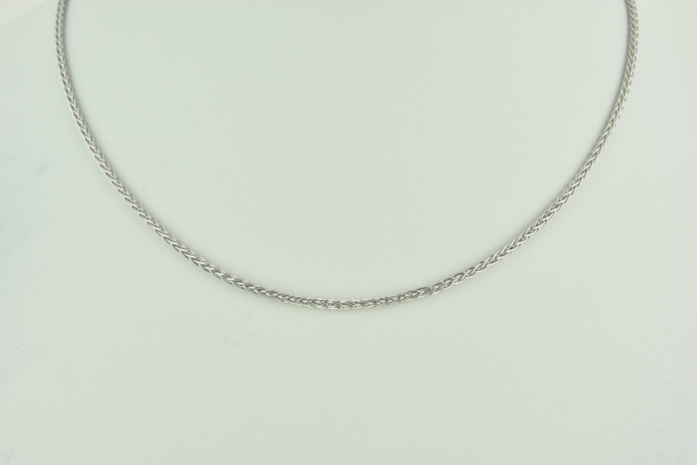 Italian Braid Sterling Silver Chain with White Rhodium Plate