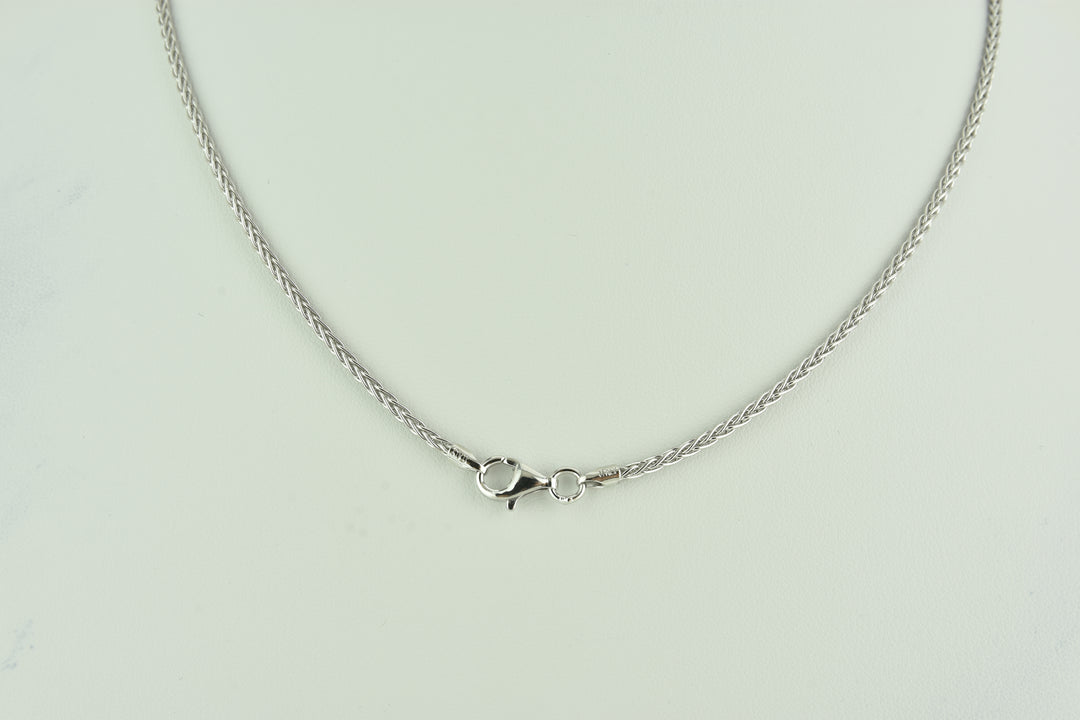 Italian Braid Sterling Silver Chain with White Rhodium Plate