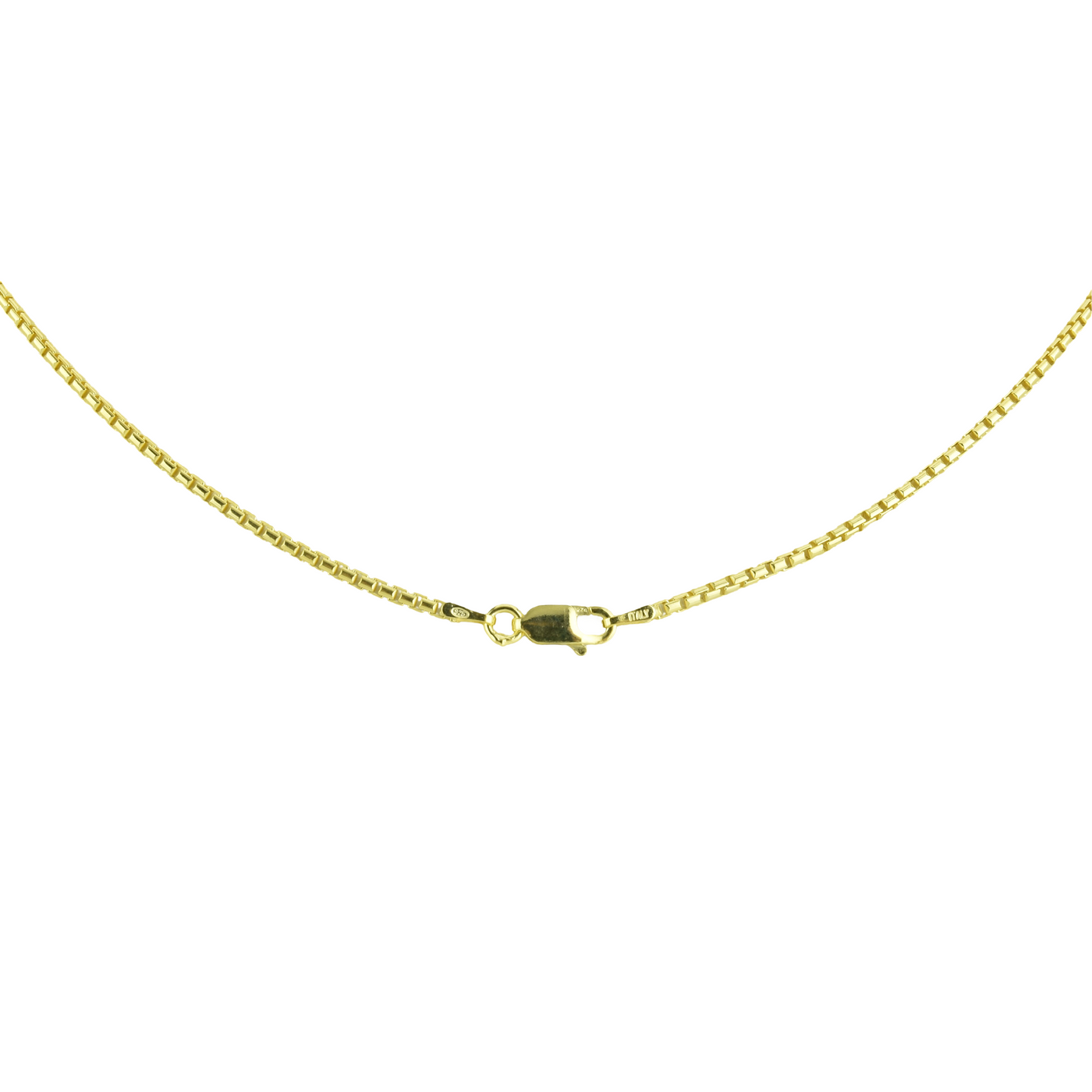 Italian Box Sterling Silver chain with Yellow Gold Plate