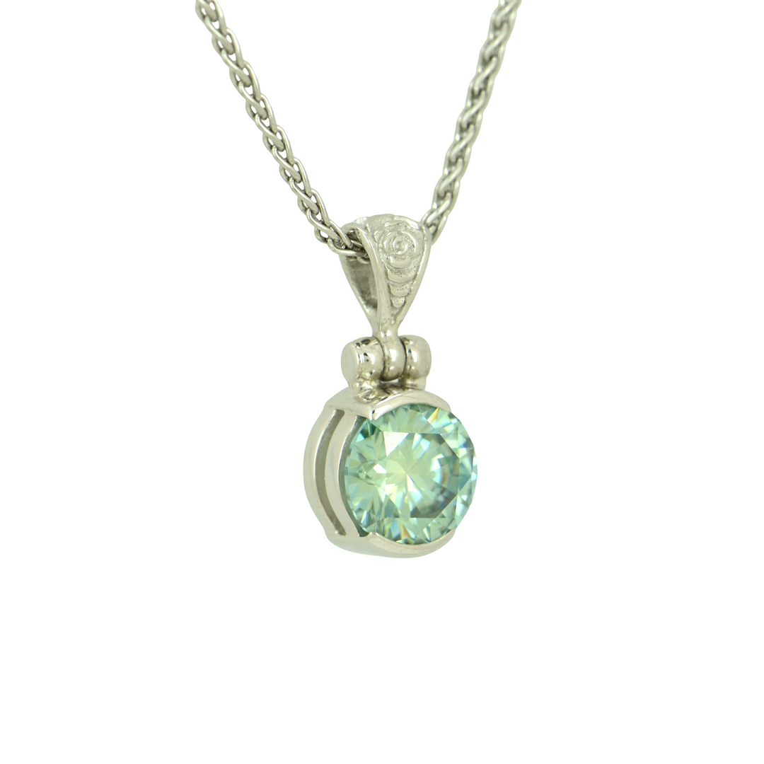 Light Blue Moissanite Pendant
